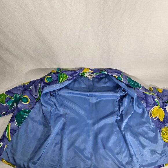 Vintage CARLISLE 80's STUNNING Silk Multicolor Set of Blouse & Blazer Size 14. - Picture 15 of 17